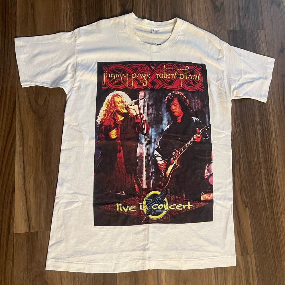 Vintage 1995 Led Zeppelin Jimmy Page & Robert Plant Concert T-shirt XL
